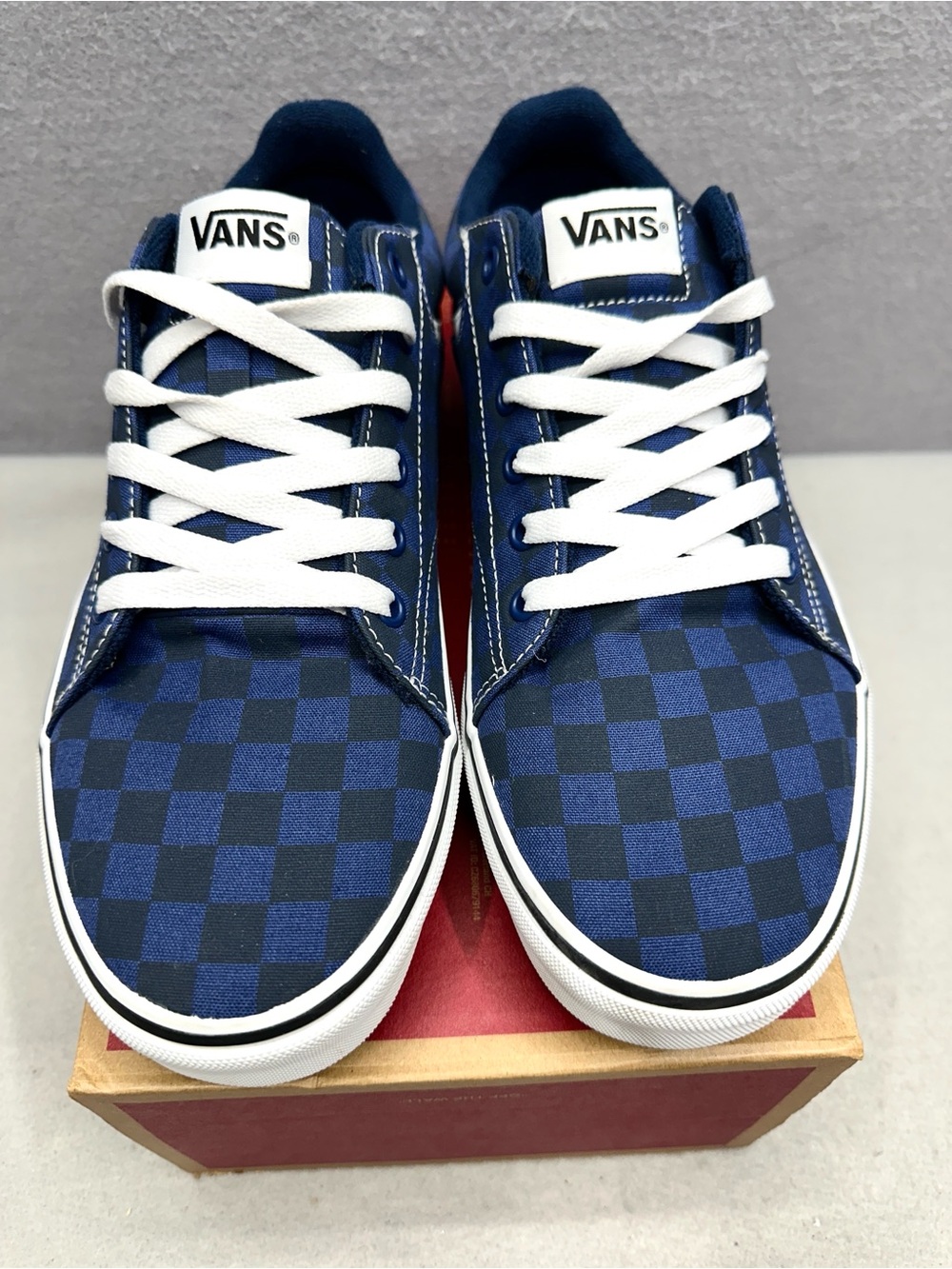 Vans Men's Shoes Size 10.5 Seldan Blue White Tonal Check Dress Blues Sneakers